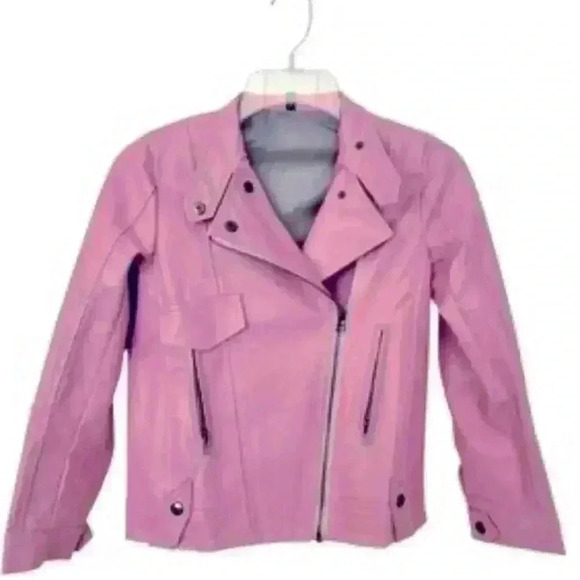 NEW Super Cute Trendy Girls Soft Pink Moto Zipper Jacket Little Girl’s SZ 9/10 - Picture 1 of 6